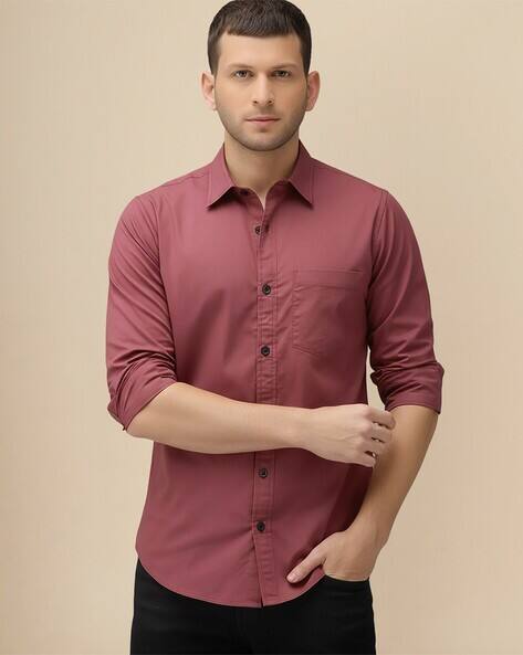 MUTUAL Solid Regular Men Regular Fit Shirt with Spread Collar