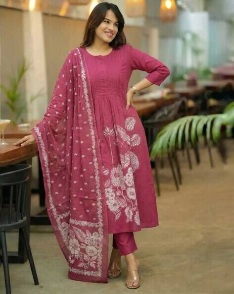 AAGHNYA FASHION Women Floral Print Anarkali Kurta Suit Set