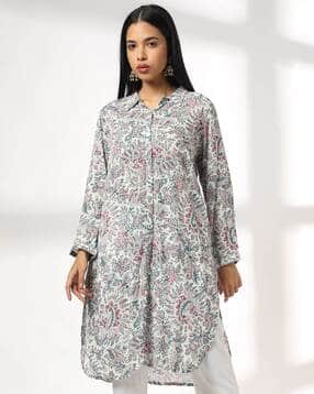 fusion Women Floral Print Straight Kurta-picture-23