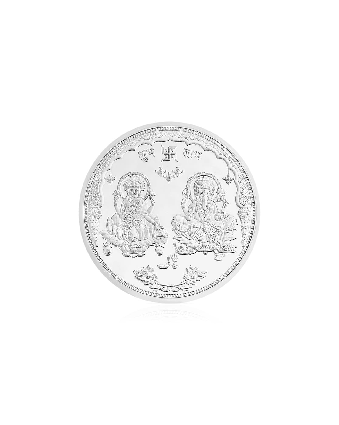 Touch925 Pure Silver Lakshmi Ganesh Shubh-Labh Coin For Women (Silver, FreeSize)