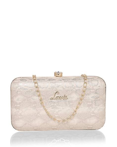 Lavie Croc-Embossed Clutch with Chain Strap