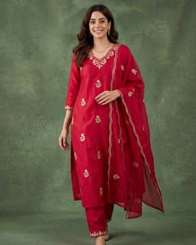 indie picks Embroidery Straight Kurta Set-picture-47