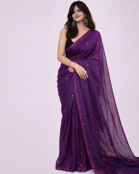 Handloom Cotton with Mirror Work and Latkans on Saree -image-7