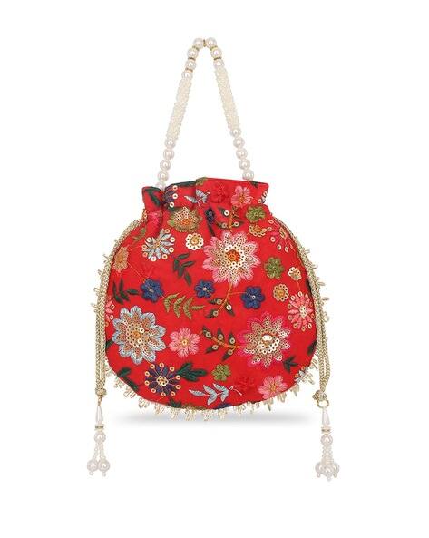 Lavie Embellished Potli Bag with Pearl Details