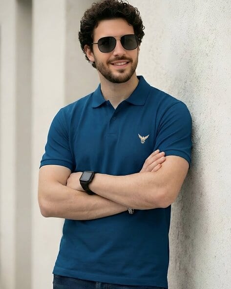 AUSK Men Embroidered Regular Fit Polo T-Shirt