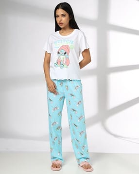 rio Women Disney Stitch Print T-Shirt & Pyjamas Set-picture-36