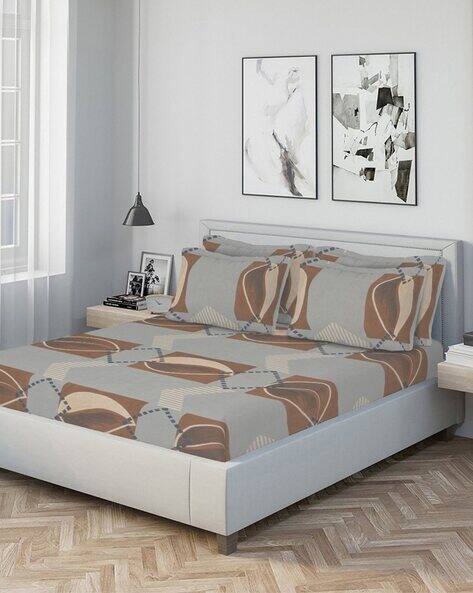 KLOTTHE 300 TC Printed King Size Bedsheet with Pillow Covers