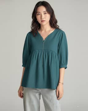zilcon Women V-Neck Peplum A-Line Tunic-picture-25