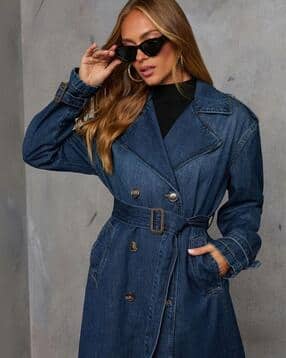 Women Denim Jacket with Waist Tie-Up-image-46