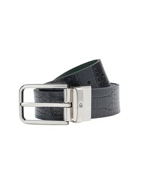 united colors of benetton Men Croc-Embossed Slim Belt with Tang Buckle Closure-picture-13