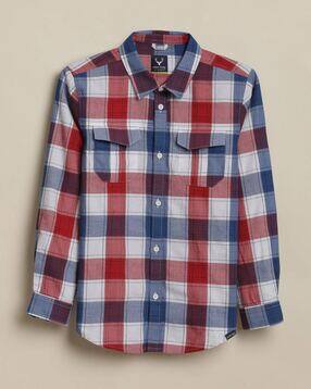 allen solly Boys Checked Regular Fit Cuban-Collar Shirt-picture-13