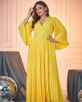 divawalk Women Pleated Fit & Flare Dress with Belt-picture-18