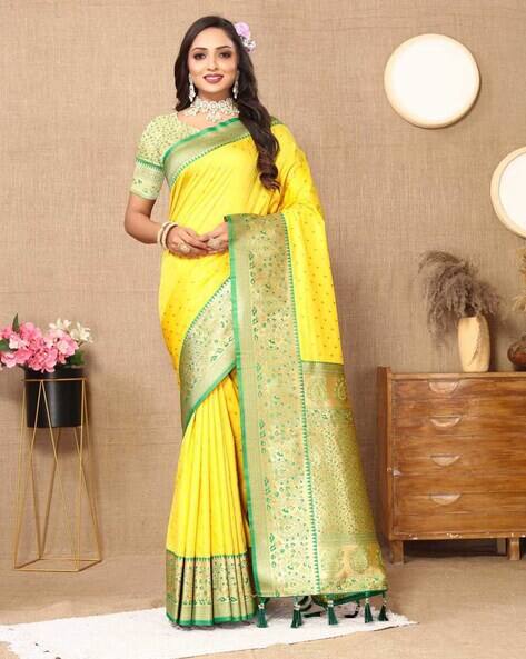 Nyrika Women Paithani Silk Saree with Woven Border