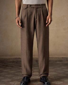 poshax Men Relaxed Fit Flat-Front Trousers-picture-33
