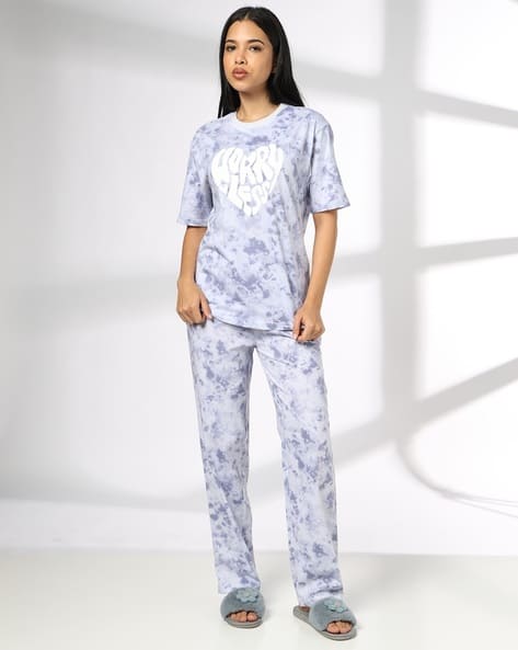 RIO Women Tie & Dye T-Shirt & Pyjamas Set