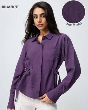 the souled store Women Relaxed Fit Shirt with Spread Collar-picture-52