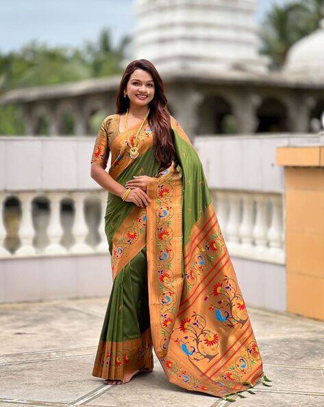 Nyrika Women Banarasi Paithani Silk Saree with Tassels