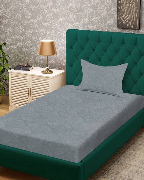 KLOTTHE 250 TC Floral Embossed Single Bedsheet with Pillow Cover