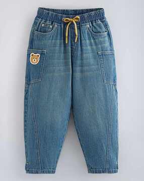 hopscotch Boys Washed Tapered Jeans with Drawstring Waist-picture-46