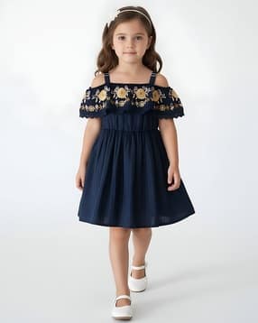 bella moda Girls Embroidery Fit and Flare Dress-picture-20