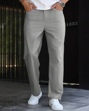 poshax Men Relaxed Fit Flat-Front Trousers-picture-12