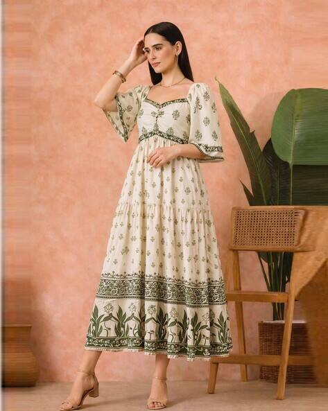 Material Ajio Long Dresses Price History Of V&M V-neck Gown Dress With Lace  Panels From