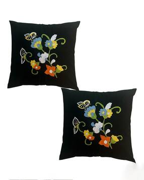 kantha loom Set of 2 Embroidered Square Cushion Covers 16"x16"-picture-16