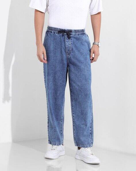 The Indian Garage Co Men Lightly Washed Barrel Fit Jogger Jeans