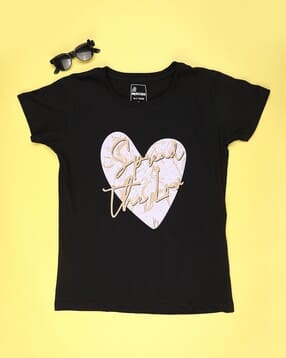 Girls Typographic Print Regular Fit T-Shirt-image-27