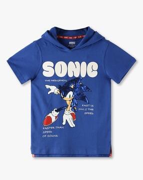 Boys Sonic Print Tailored Fit Hooded T-Shirt-image-45
