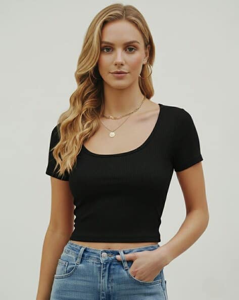 TRENDY ERA Women Ribbed Fitted Top