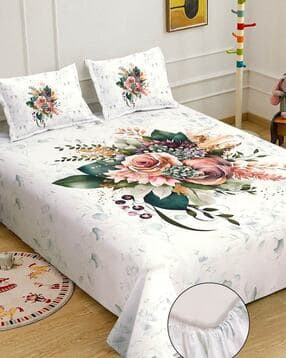 Cotton Printed Double Bedsheet with 2 Pillow Covers-image-10