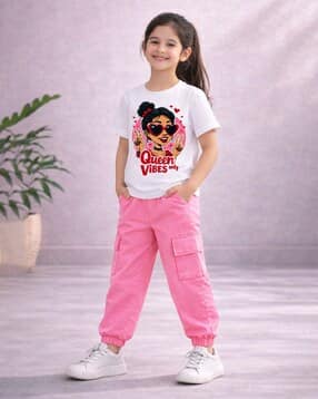 trampoline Girls Printed T-Shirt & Joggers set-picture-10