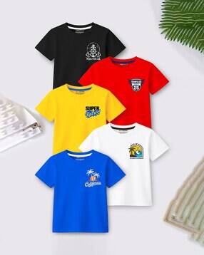 Boys Printed Regular Fit Pack of 5 T-Shirts