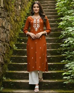 forkey Women Embroidery Straight Kurta-picture-22