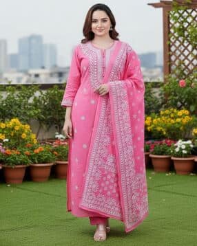 bharvita Women Embroidered 3-Piece Straight Kurta Set-picture-28