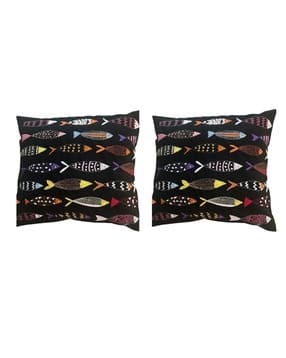 kantha loom Set of 2 Embroidered Cushion Cover 16"x16"-picture-34