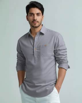 Men Slim Fit Spread-Collar Kurta-image-36
