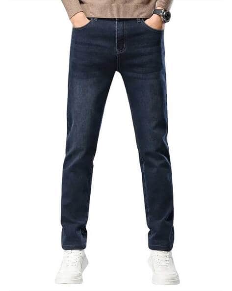 QNIM Men Lightly Washed Straight Jeans