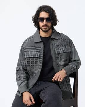 the souled store Men Checked Regular Fit Spread-Collar Jacket-picture-17