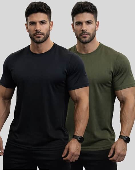 PARCEL YARD Pack of 2 Men Regular Fit T-Shirt