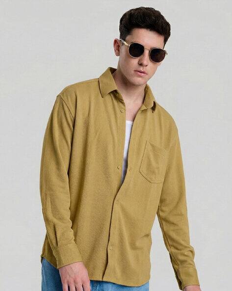 Alpha Tribe Men Relaxed Fit Spread-Collar Shirt