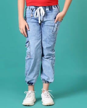 v-mart Girls Mid-Rise Flat-Front Cargo Jeans-picture-26