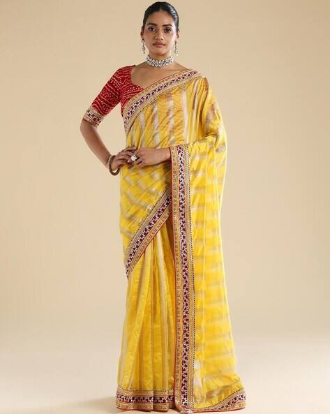 Ri-wah Striped Saree with Running Blouse Piece
