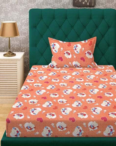 KLOTTHE  Pure Cotton Fitted Single Bedsheet