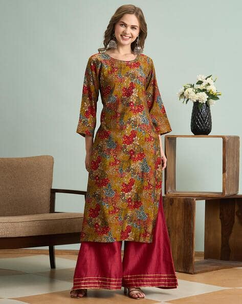 Fashor Chevron Print Lace-Trimmed Kurta