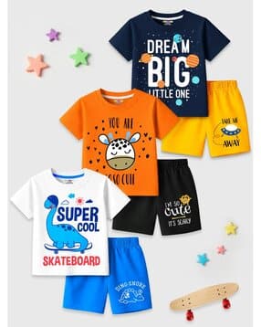 kuchipoo Boys Pack of 3 Printed Shorts & T-Shirts-picture-13