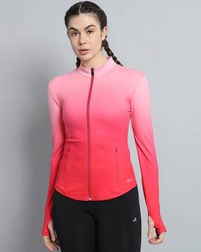 athlisis Women Ombre-Dyed Slim Fit Zip-Front Track Jacket  -picture-32
