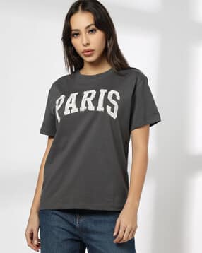 dnmx Women Typographic Print Oversized Crew-Neck T-Shirt-picture-23