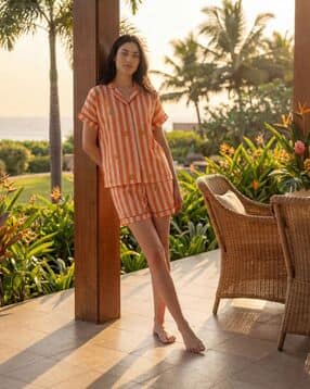 banno's swagger Women Striped Shirt & Shorts Set-picture-28
